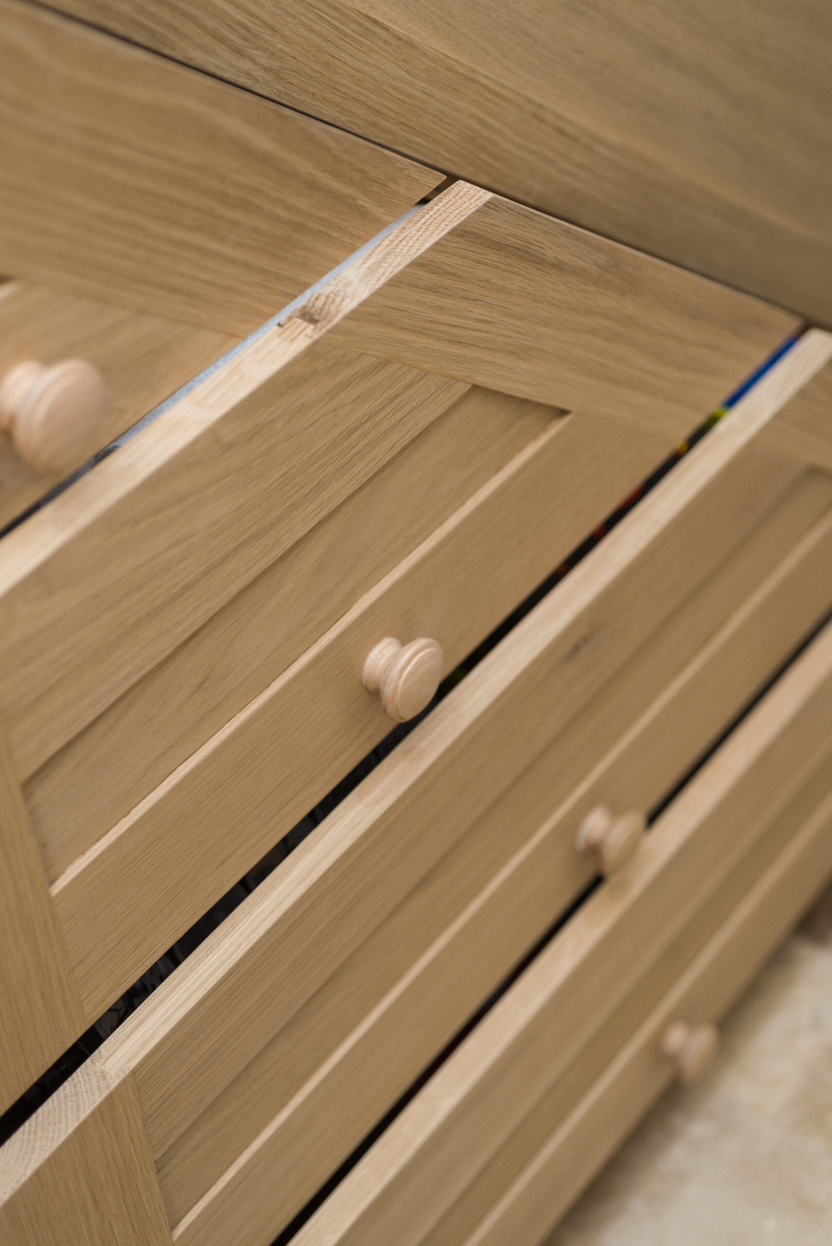 oak drawers in under stairs storage