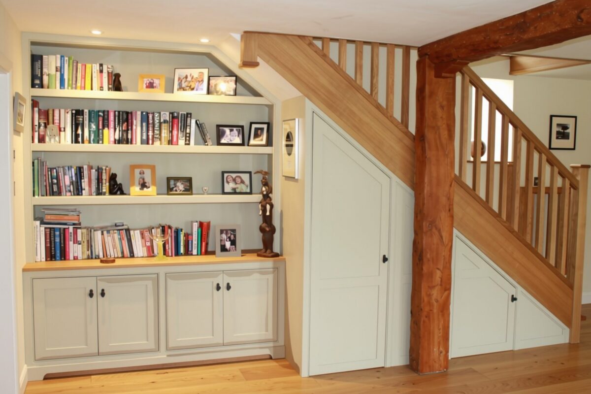 Shaker style fitted under stairs storage